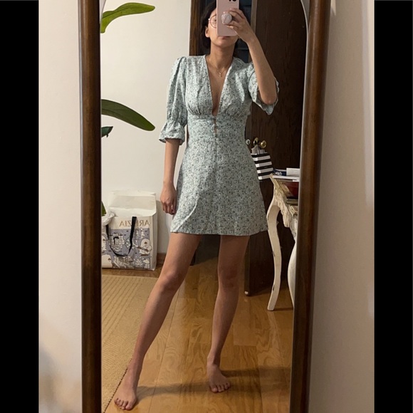 NWT Reformation Simi Linen Mini Dress in Agave - Picture 6 of 15